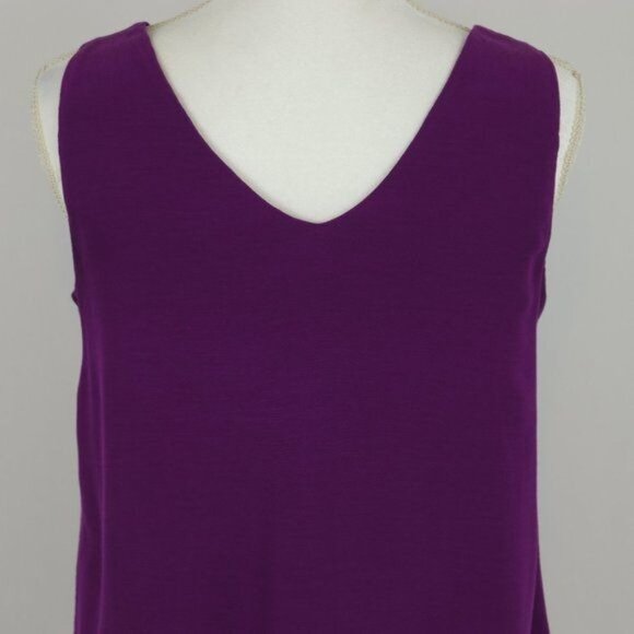 Massimo Dutti Women's Medium Purple V-Neck Tulip Hem Woven Tank Top - Picture 4 of 7